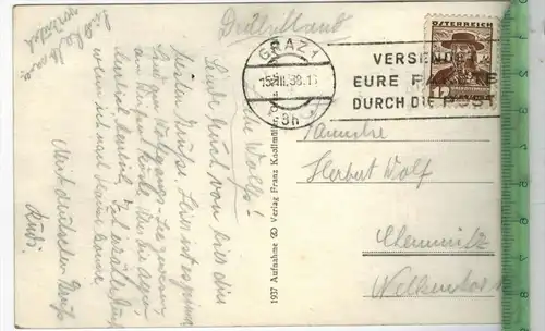 Graz gegen Süden 1938, Verlag: Franz Knollmüller --, POSTKARTE, Frankatur,  Stempel, GRAZ -15.3.30,  Erhaltung: I-II