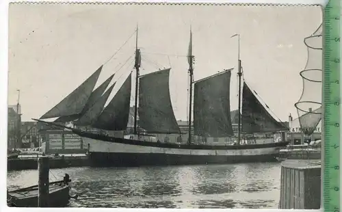 Segelschiff am Elbinger Hafen 1960, Verlag:  ----,  Postkarte mit Frankatur, mit Stempel, HAMBURG 9.6.60 Erhaltung: I-II