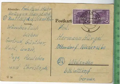 Postkarte, Weihnachten – 1947 -