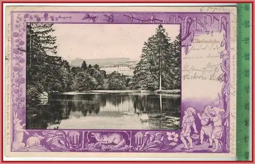Gruß aus Wilhelmshöhe -1904-, Verlag: O. Schleich, Dresden , POSTKARTE mit Frankatur, Mit Stempel, WILHELMSHÖHE