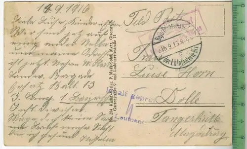 Eply, Langenbergplatz, 1915-, Verlag: P. Maas-Sohn, Metz, FELD- POSTKARTE-ohne Frankatur, mit  Stempel, 15.9.15