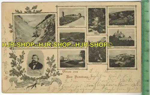 Gruß aus Bad Harzbug-1898- L- Verlag: H. Woldag, Harzburg,  POSTKARTE- mit Frankatur, mit  Stempel, HARZBURG