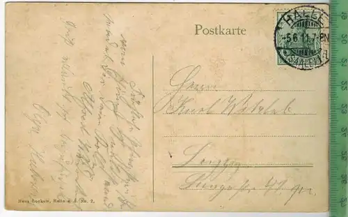 Peissnitz, Brücke-1911-, Verlag: Hans Duckow, Halle,  POSTKARTE- mit Frankatur mit  Stempel, HALLE  5.6.11