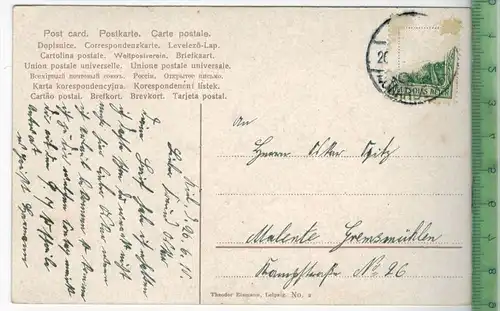 Kiel, Renn-Yachten- 1915-, Verlag: Theodor Eismann, Leipzig,  POSTKARTE  besch., Frankatur, mit Stempel,