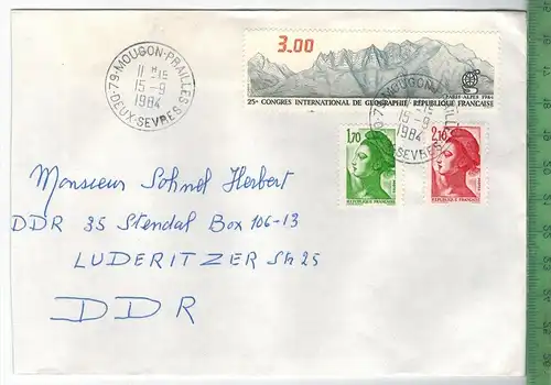Frankreich 1984, MiF, 2 x Stempel , MOUGON ,15.9.1984Zustand: gut
