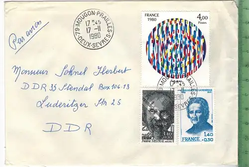 Frankreich 1980, MiF,2 x Stempel , MOUGON 17.2.1980, Zustand: gut