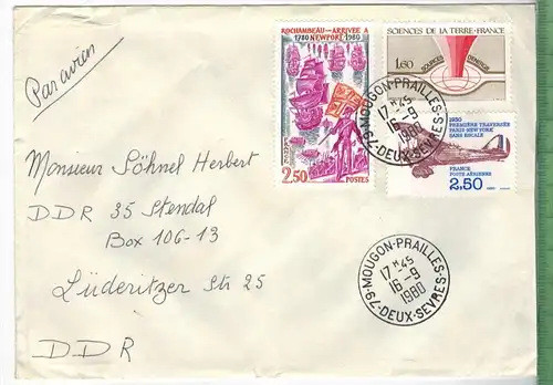 Frankreich 1980, MiF,  2 x Stempel , MOUGON 16.9.1980,  Zustand: gut