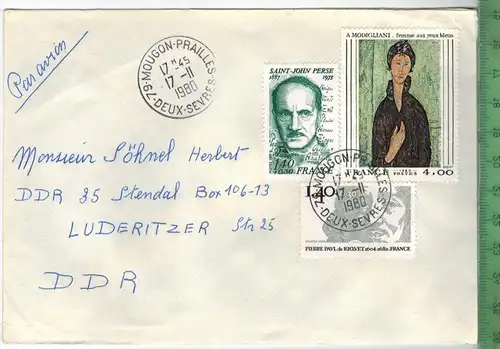 Frankreich 1980, MiF,  2 x Stempel , MOUGON 17.2.1980,  Zustand: gut