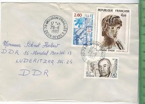 Frankreich 1982, MiF, 2 x Stempel , MOUGON 29.6.1982, Zustand: gut