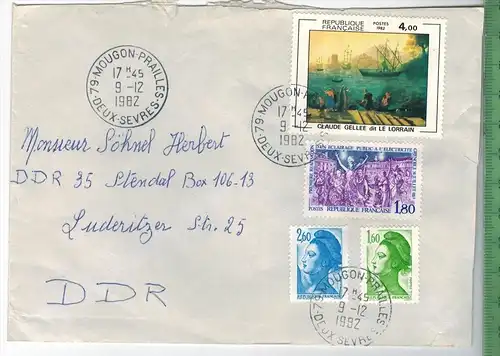 Frankreich 1982, MiF, 3 x Stempel , MOUGON 9.12.1982, Zustand: gut