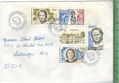 Frankreich 1983, MiF, 3 x Stempel , MOUGON 29.12.1983, Zustand: gut