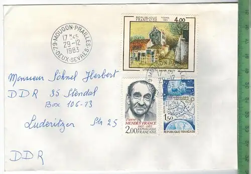 Frankreich 1983, MiF, 2 x Stempel , MOUGON 29.12.1983, Zustand: gut