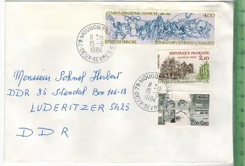 Frankreich 1984, MiF, 2 x Stempel , MOUGON 15.9.1984, Zustand: gut