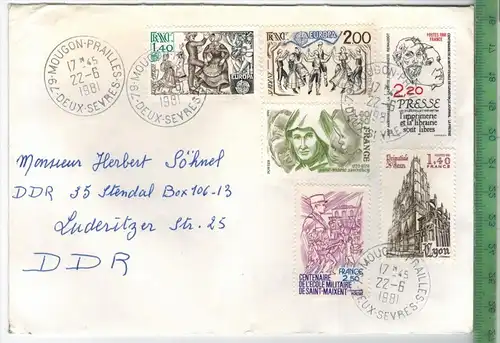 Frankreich 1981, MiF, 4 x Stempel , MOUGON 22.6.1981, Zustand: gut