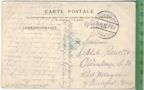 Chamonix,- Ligne Èlectrique P.L.M., 1915, Verlag: ------,  FELD- POSTKARTE ohne Frankatur, mit 2x Stempel, MAUBEUGE
