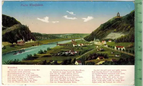 Porta, Westfalica mit Weserlied 1916 Verlag: Hermann Lorch, Dortmund, POSTKARTEmit Frankatur. mit Stempel BAD OYENHAUSEN