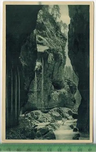 Partenkirchen, Partnachklamm 1926, Verlag: B. Johannes, POSTKARTE mit Frankatur, mit Stempel FREISING, 13.Jan. 26