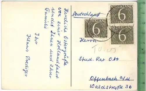 Amsterdam  Centraalstation 1957, Verlag: ----------,  POSTKARTE mit Frankatur, mit Stempel BENNEBROEK  20.IV.1957