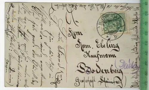 An der Weser 1909, Verlag: ----,  POSTKARTE mit Frankatur. mit Stempel MIDWEIDA  8.8.09, Erhaltung: I-II,