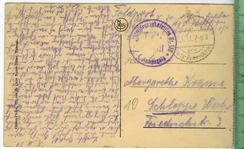 Cambrai, La Cathèdrale 1917, Verlag:---, FELDPOSTKARTE ohne Frankatur. mit Stempel 1.1.17, Erhaltung: I-II,