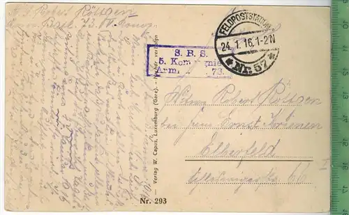 Weltkrieg 1914/15, Rethel 1916, Verlag: W. Capus, Luxemburg, FELD- POSTKARTE ohne Frankatur,  mit 2 x Stempel