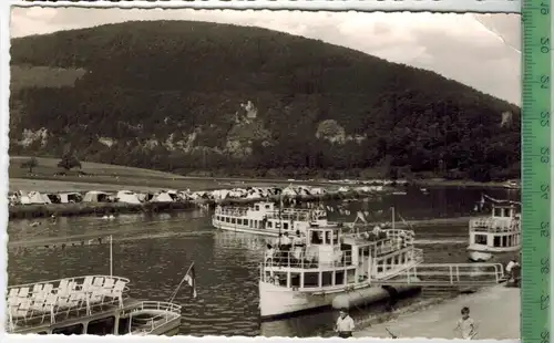 Vier - Burgenstadt Neckarsteinach 1963, Verlag: Wolfgang Weiß, Neckarsteinach, POSTKARTE mit Frankatur,  mit  Stempel