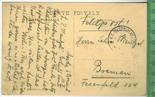 Bruxelles, Palais de Justice 1910/1920, Verlag:---, FELD- POSTKARTE ohne Frankatur, mit Stempel,  Erhaltung: I-II,