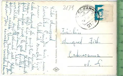 Ahlen-Falkenberg Land Hadeln, Verlag: Kuhlmann, Münster/Westf., Postkarte besch., Frankatur, mit Stempel, WANNA 5.7.63