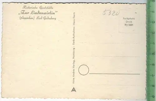 Bad Godesberg, Zur Lindenwirtin um 1950/1960, Verlag: Hans Andres, Hamburg, POSTKARTE   Erhaltung: I-II