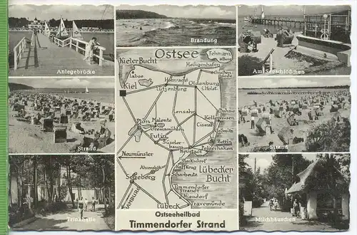Ostseeheilbad, Timmendorfer Strand, 1950/1960, Verlag: Lagerbauer & Co. , POSTKARTE mit Frankatur, mit Stempel,