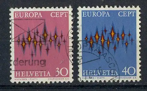 1972, MiNr. 969 + 970 Gest., Satz 2 W   Zustand: I-II