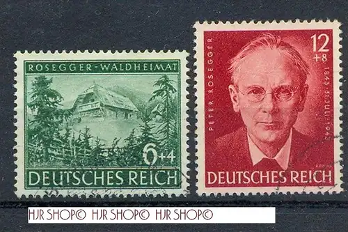 1943, MiNr. 855+856  Gest., Satz 2 W  Zustand: I-II