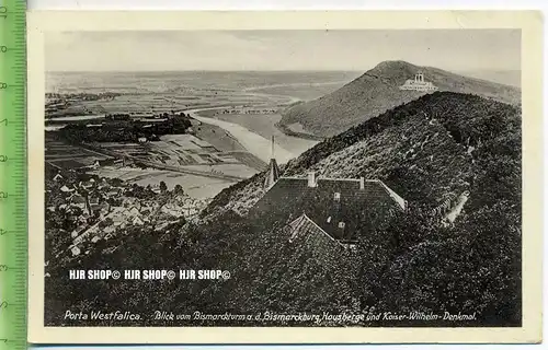 „Porta Westfalica, Blick vom Bismarkturm“ um 1930/1940 ungebrauchte Karte