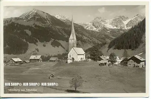 „Mittelberg mit Schafalpe“ um 1930/1940  ANSICHTSKARTE,  mit Frankatur, mit Stempel,