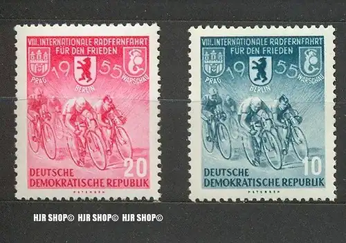1955, Radfernfahrt, MiNr.470+471**, Satz 2 W