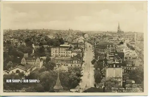 um 1930/1940  Antsichtskarte,  „Blick vom Rathausturm, “  mit Frankatur, Stempel,