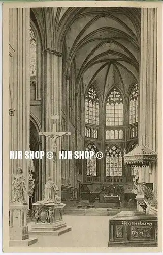 um 1920/1930 Ansichtskarte  „Regensburg, Dom-Mittelschiff“  ungebrauchte Karte