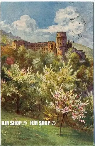 um 1920/1930 Ansichtskarte,  „Heidelberg, Schloß“ mit Frankatur mit minimalen Alters- und Beförderungsspuren