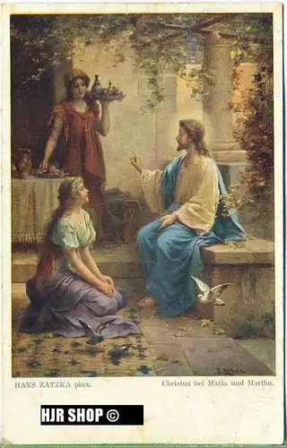 um 1920/1930 Ansichtskarte " Christus bei Maria und Martha", ungebrauchte Karte