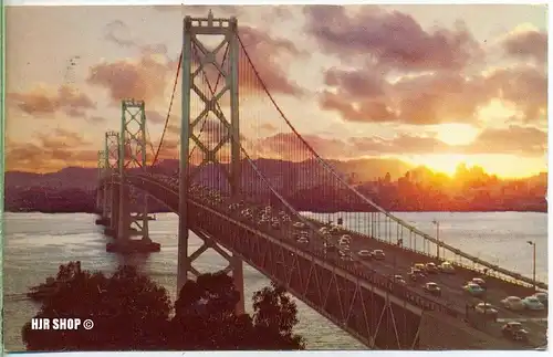 um 1960/1970 Ansichtskarte “San Francisco-Okland Bay Bridge“,  gelaufene Karte