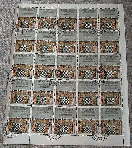 Bogensammlung Laos, 1984 Schachverband, Mi.Nr.730, gest. 25 Marken 2K