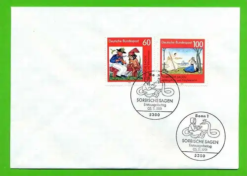 1991, 5. Nov.. Sorbische Sagen, 1576, 1577**, gest. FDC
