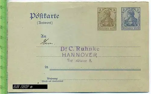 Postkarte, Deutsches Reich  3+2 Pf Germania