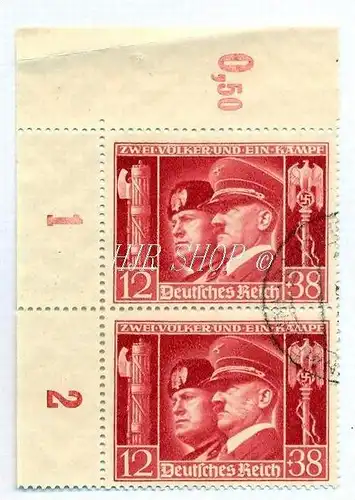 1941, 30. Jan.,  Deutsch - italienische Waffenbrüderschaft,763 12+38 Pf, gest.