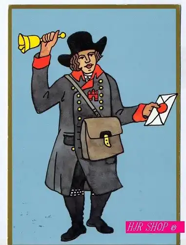 Bote der hamburgischen Fußpost 1808 Marke, Stempel Bremen 70, 26.02.1990