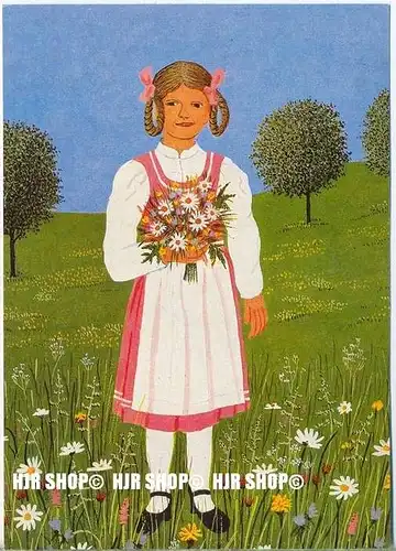 WIECHMANN – BILDKARTEN JOSEF WAHL, Mädchen mit Blumenstrauss, Nr.5191