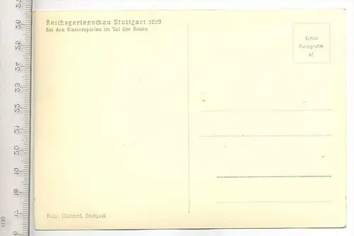 Reichsgartenschau STUTTGART, 1939, Verlag: Hommel, Postkarte,  Erhaltung: I –II, Karte wird in Klarsichthülle