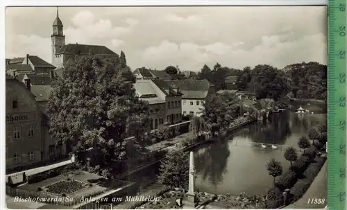 Bischofswerda/Sa – Anlagen am Mühlteich Verlag:,  Postkarte mit Frankatur, mit Stempel  BISCHOFSWERDA   15.8.39