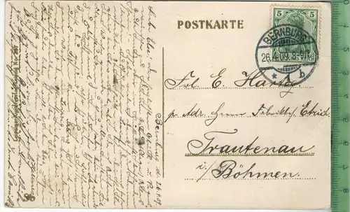 Bernburg – Schloss vom Kesselbusch, Verlag: Leipziger Kunstverlag, Nr.297,  Postkarte mit Frankatur, mit Stempel