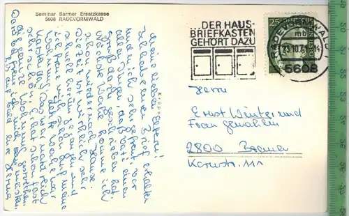 Radevormwald, Seminar Barmer Ersazkasse um 1970/1980, Verlag: Krüpe, Postkarte mit Frankatur, mit Stempel,